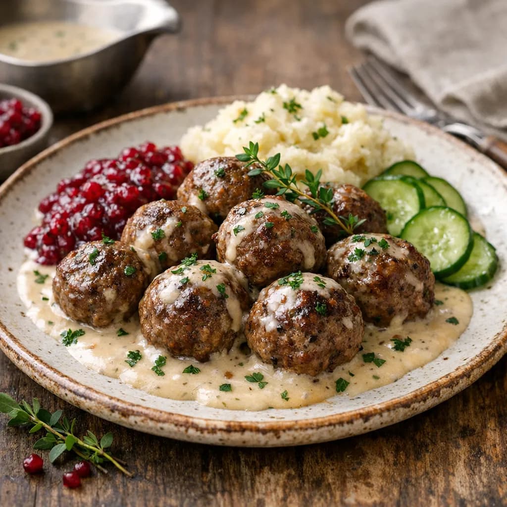 Köttbullar de cerf à la crème légère