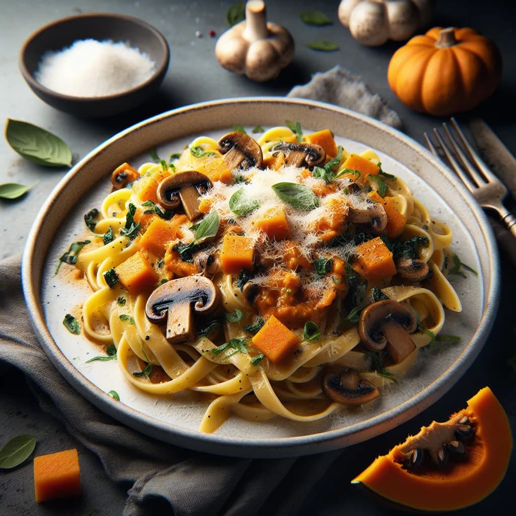 Kürbis-Pilz-Pasta