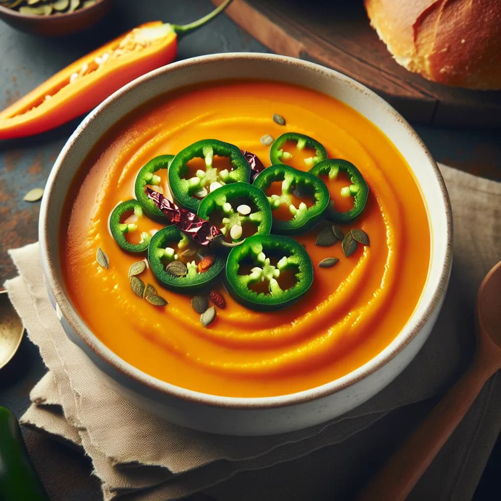 Kürbiscremesuppe mit Jalapeños