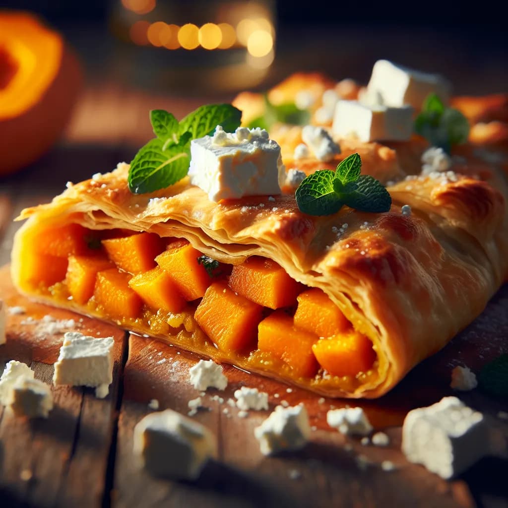Kürbisstrudel mit Feta