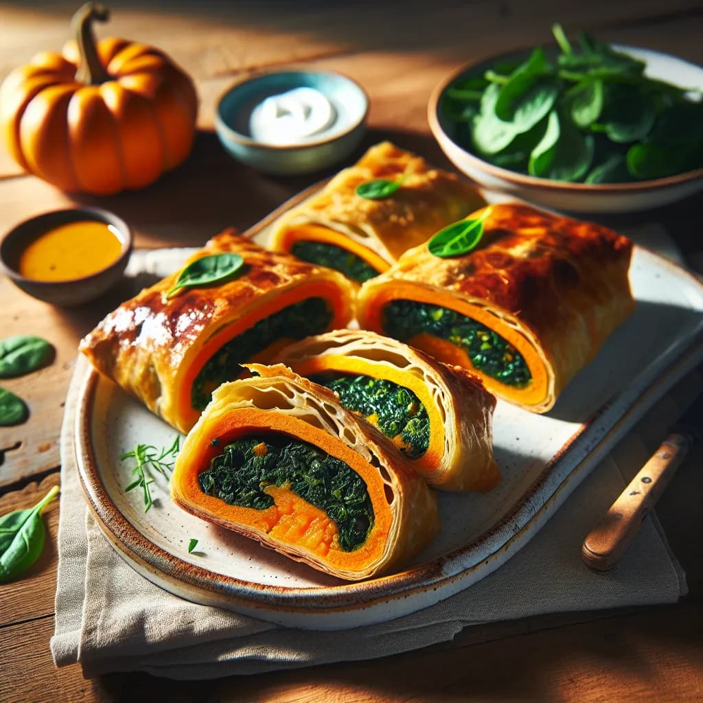 Kürbisstrudel mit Spinat