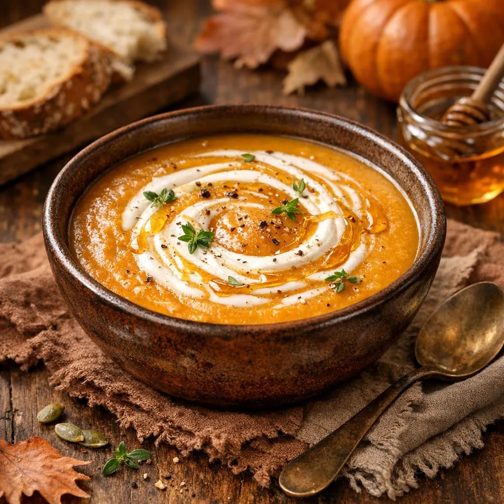 Kürbissuppe mit Joghurt und Honig