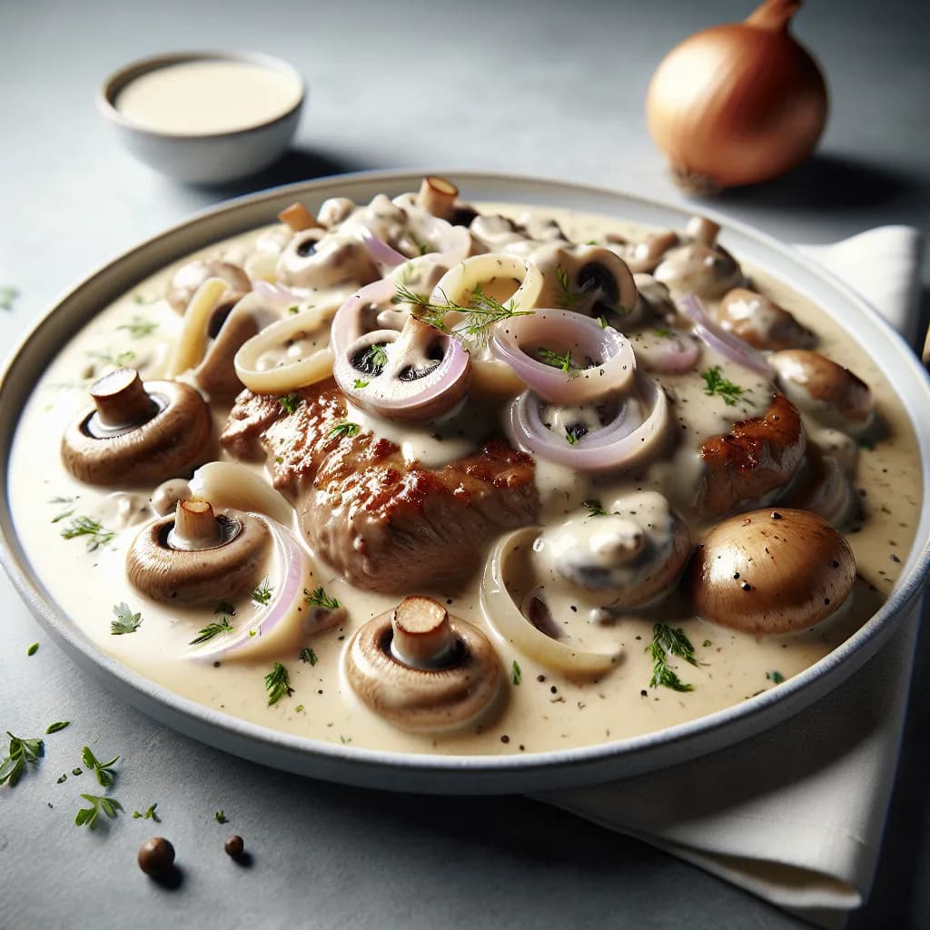 Kalbsrahmgeschnetzeltes mit Champignons