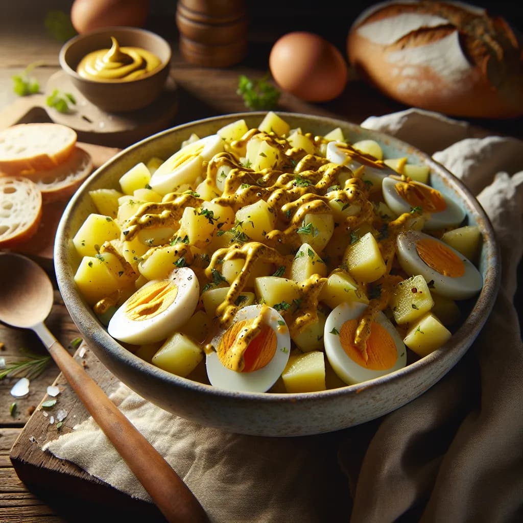 Kartoffel-Ei-Salat mit Senfsauce