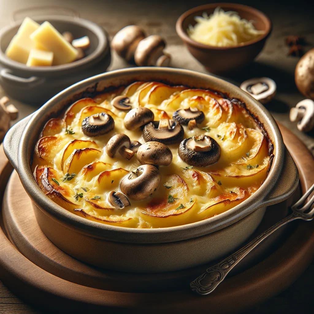 Kartoffelgratin mit Steinpilzen