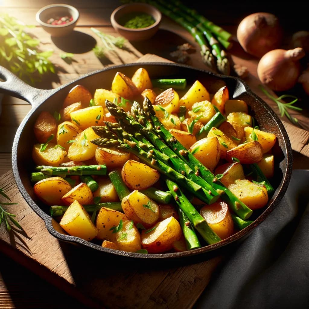 Kartoffeln Spargel Pfanne