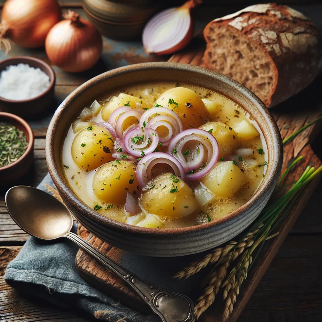 Kartoffelsuppe mit Zwiebelbrühe