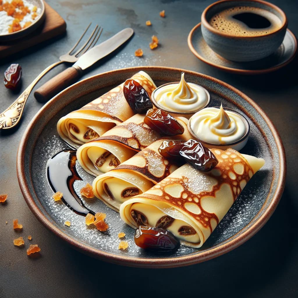 Kaymak Cheese and Date Paste Stuffed Crepes