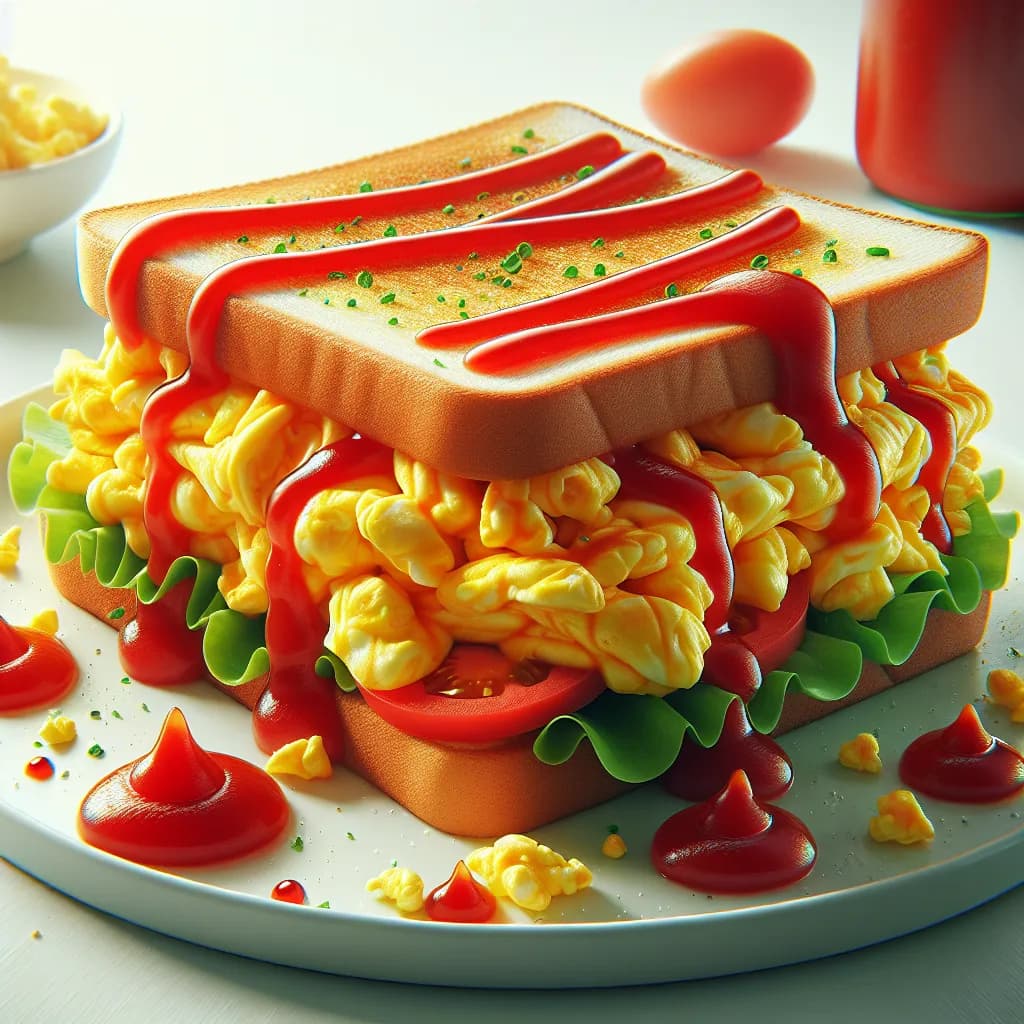 Ketchup-Rührei-Sandwich