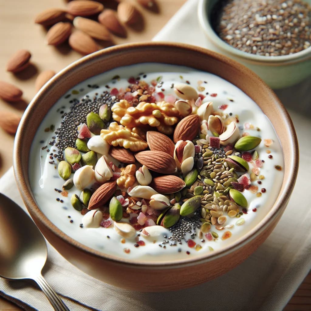 Keto Joghurt mit Nüssen und Samen