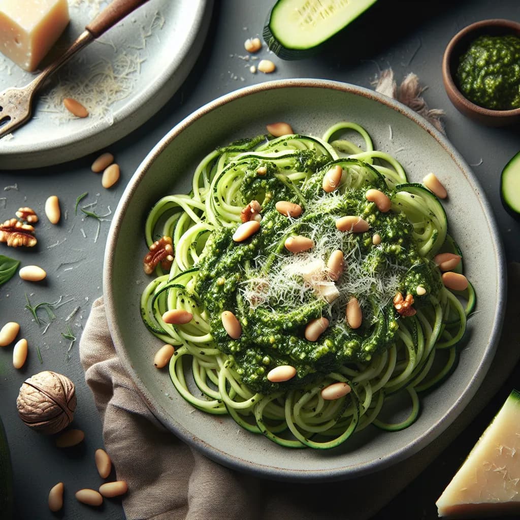 Keto Zucchini Noodles with Pesto