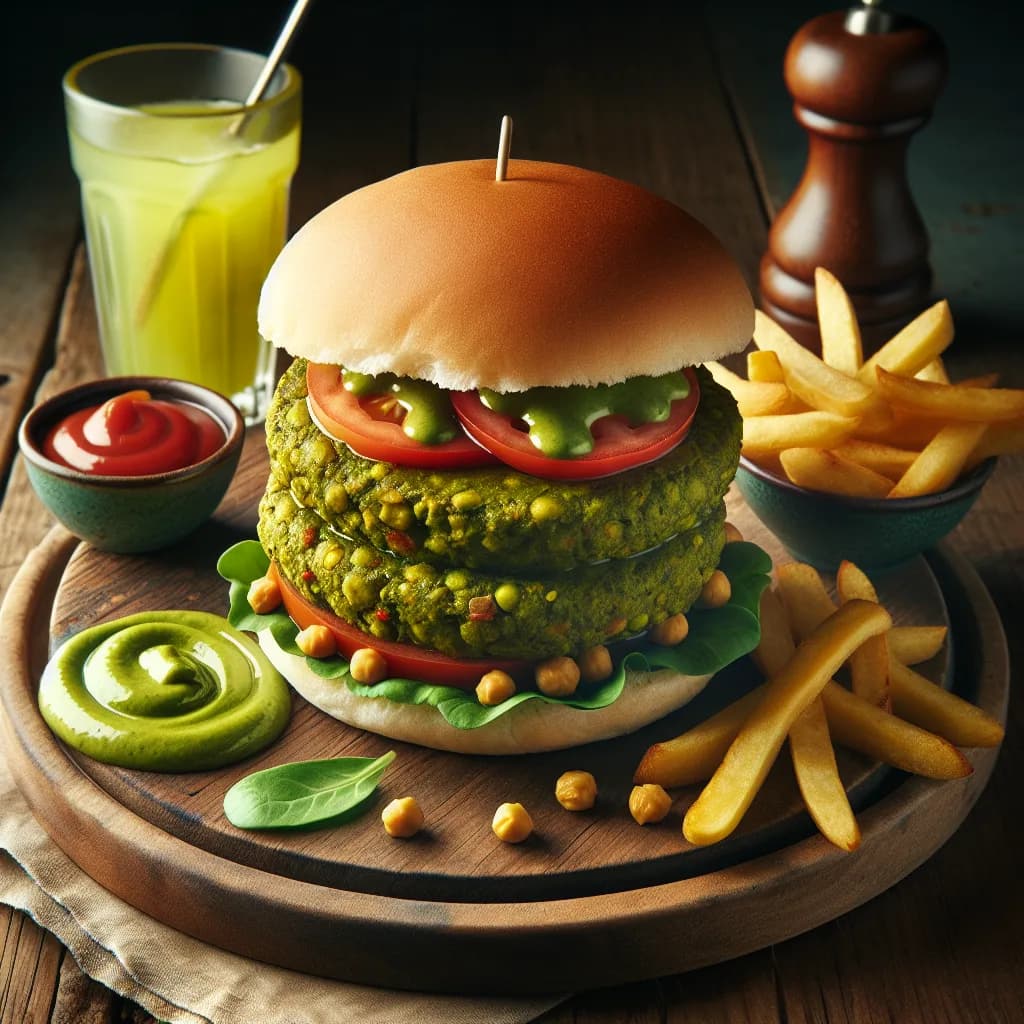 Kichererbsen-Matcha Burger