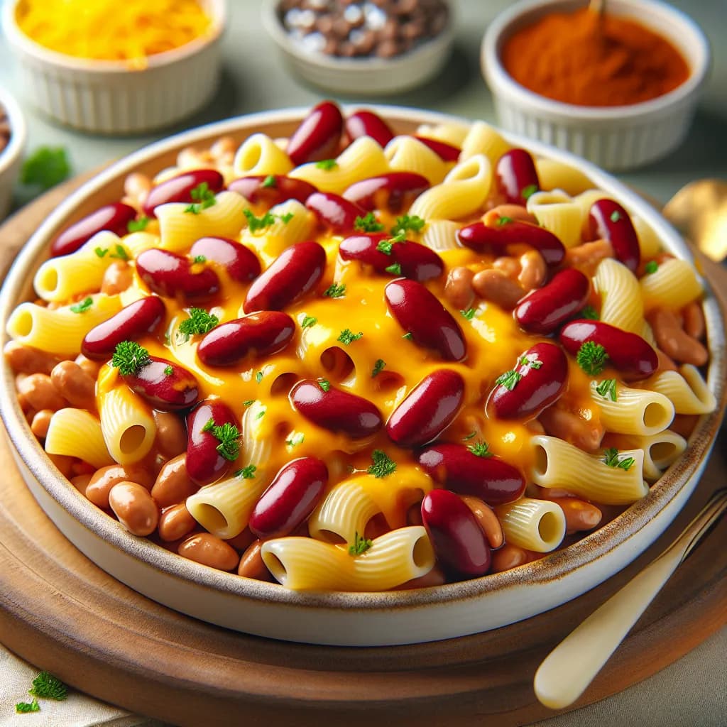 Kidney Bean and Cheddar Cheese Pasta