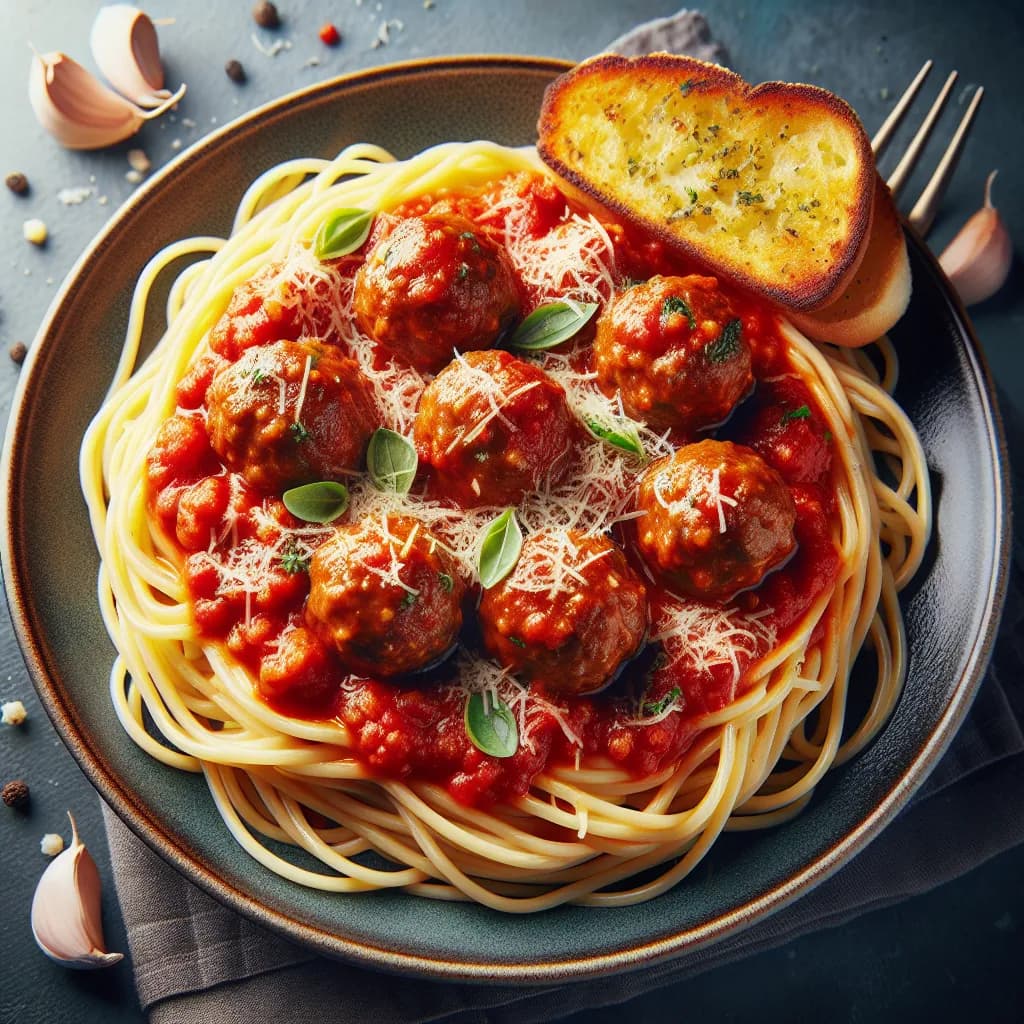 Klassische Spaghetti mit Fleischbällchen