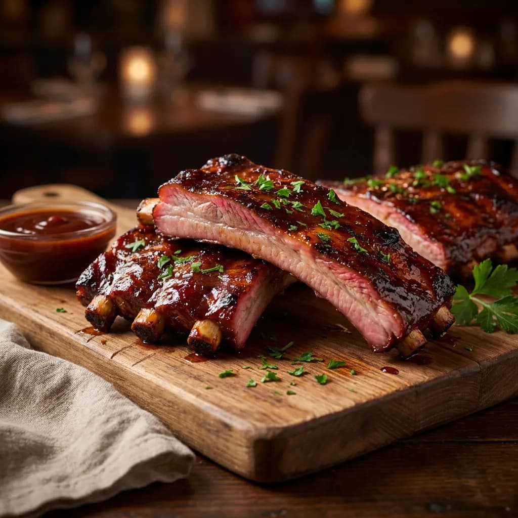 Klassische amerikanische BBQ Spareribs mit rauchiger Sauce
