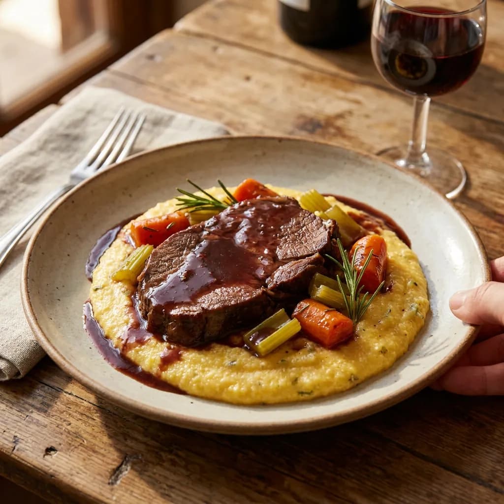 Klassisches Brasato di Manzo mit cremiger Kräuterpolenta