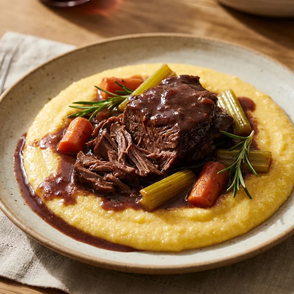 Klassisches Brasato di Manzo mit cremiger Polenta