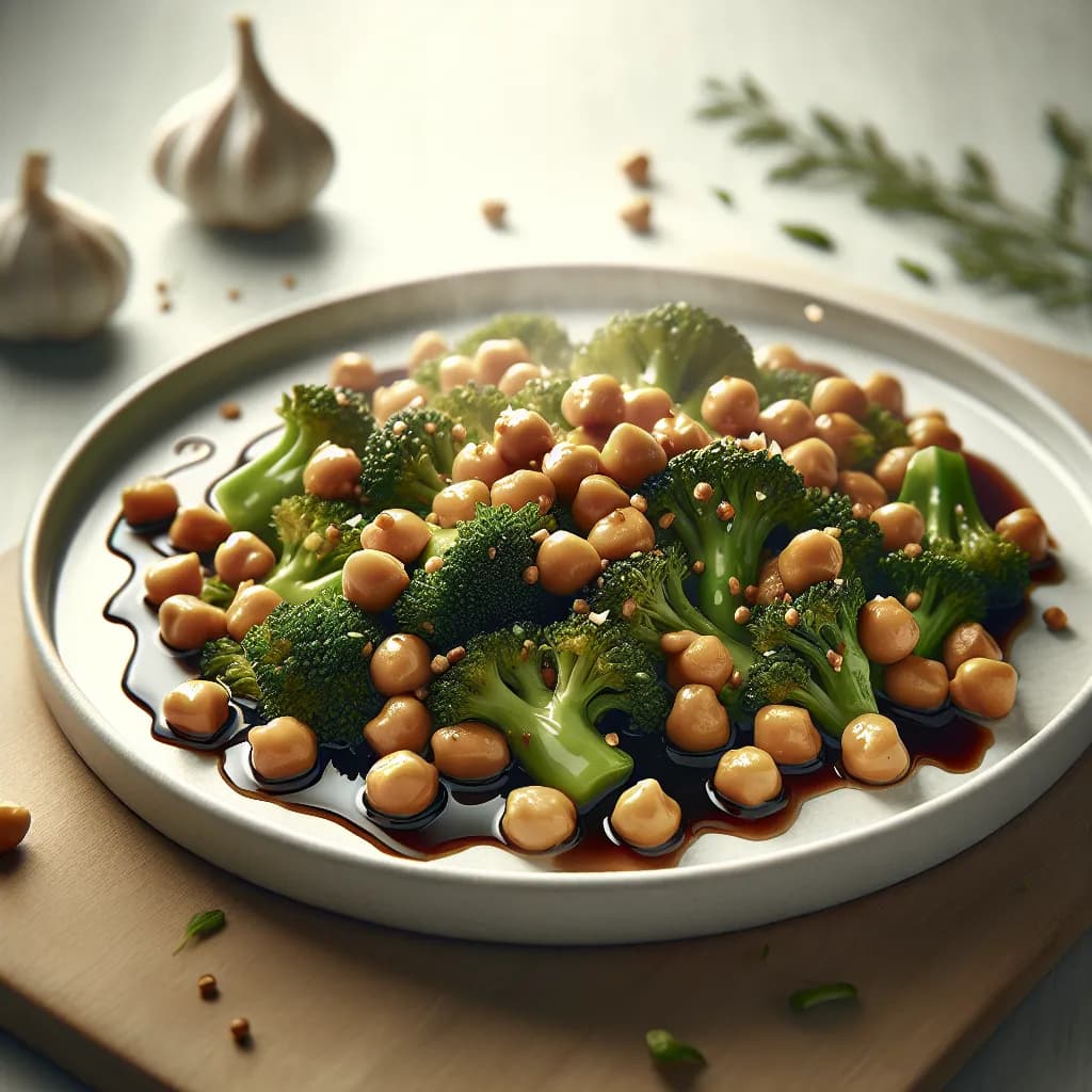 Knoblauch-Brokkoli mit Kichererbsen