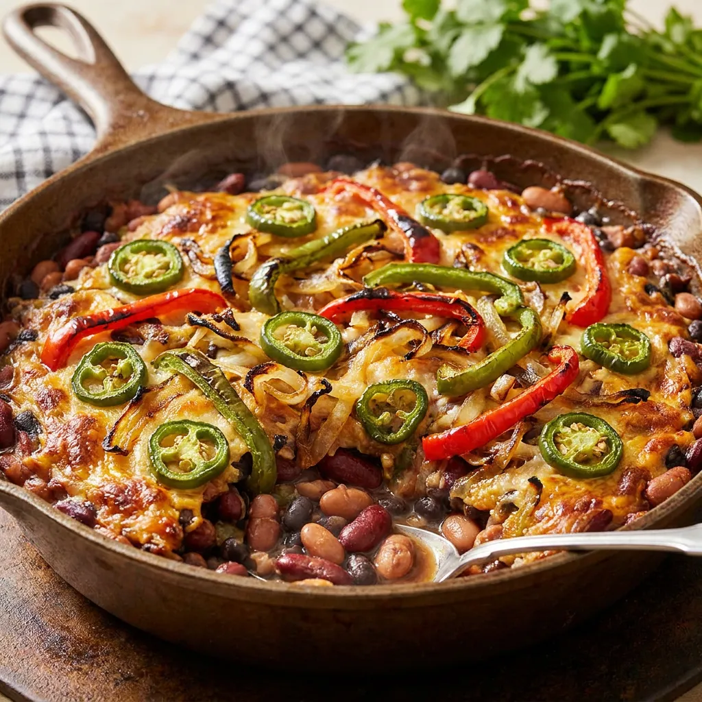 Knuspriger Texas-Dreierbohnen-Rösttopf mit Jalapeño