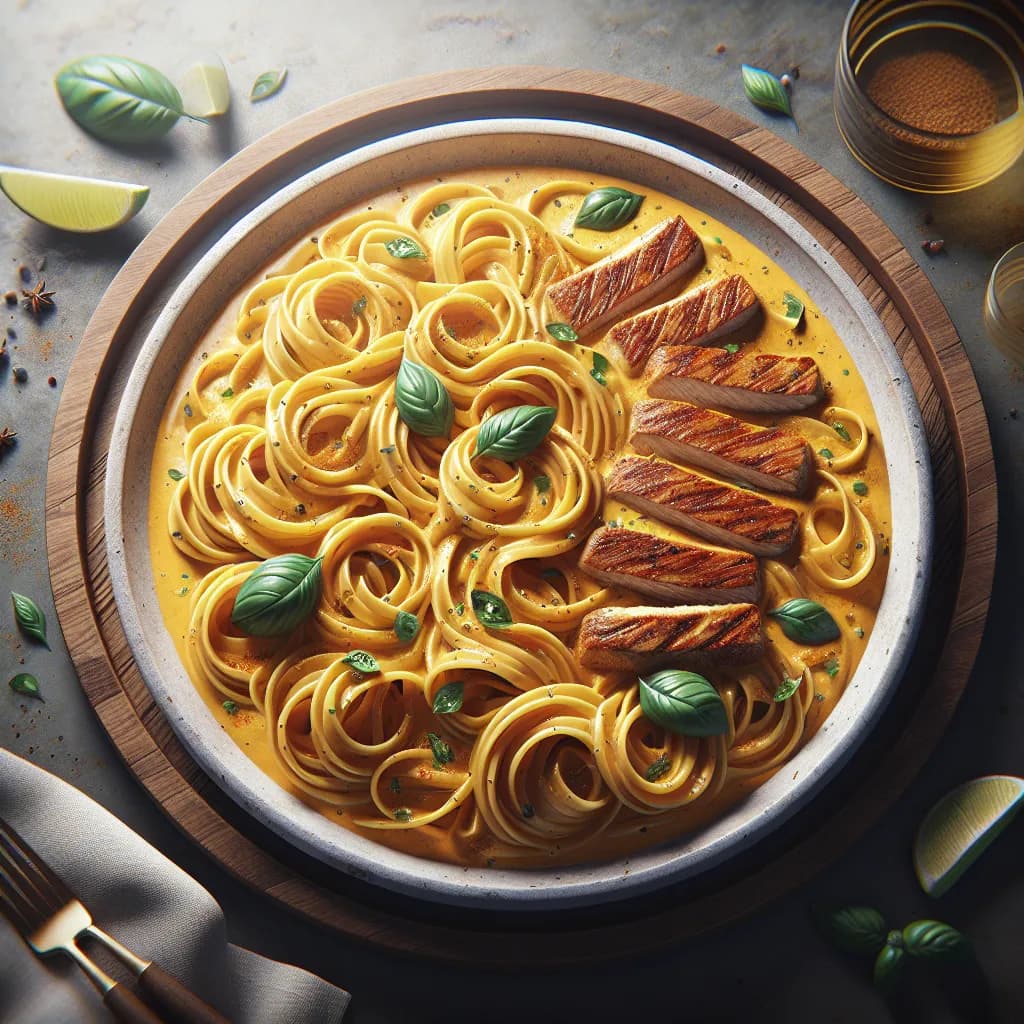 Kokos-Curry-Pasta mit Filetstreifen