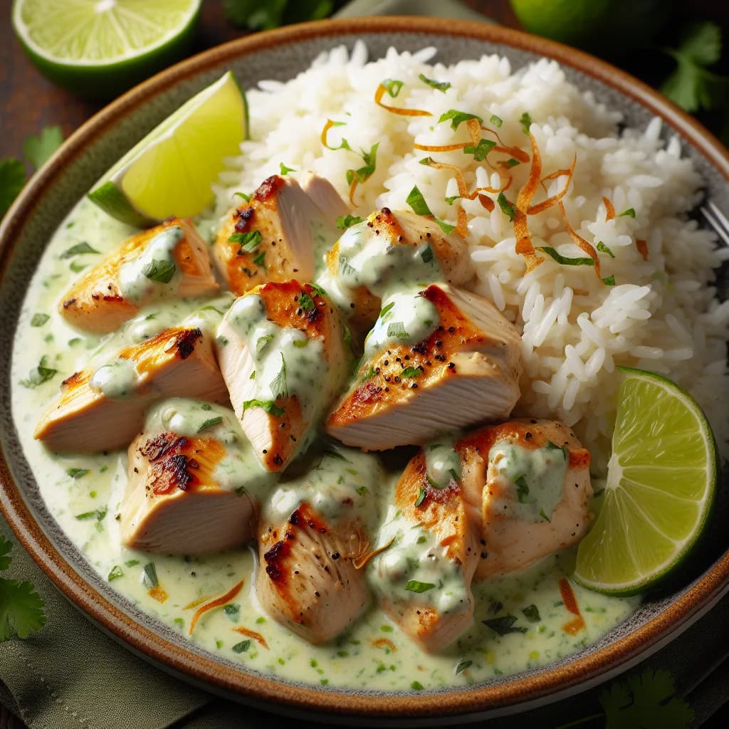 Kokos-Limetten-Hühnchen mit Reis