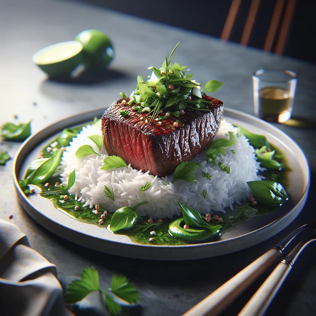 Kokos-Rinderfilet mit Reis