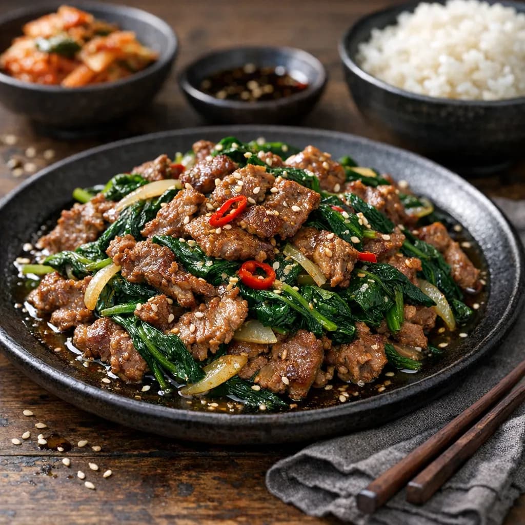 Korean Lamb and Spinach Bulgogi