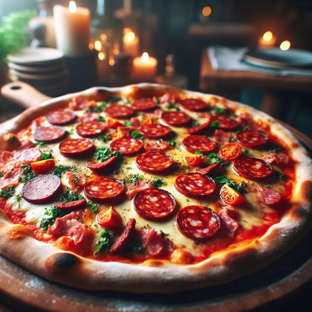 Kreolische Pizza mit Chorizo