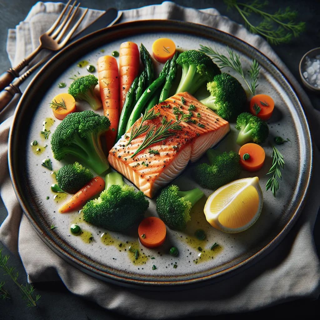 Lachs mit Gemüse und Kräutern