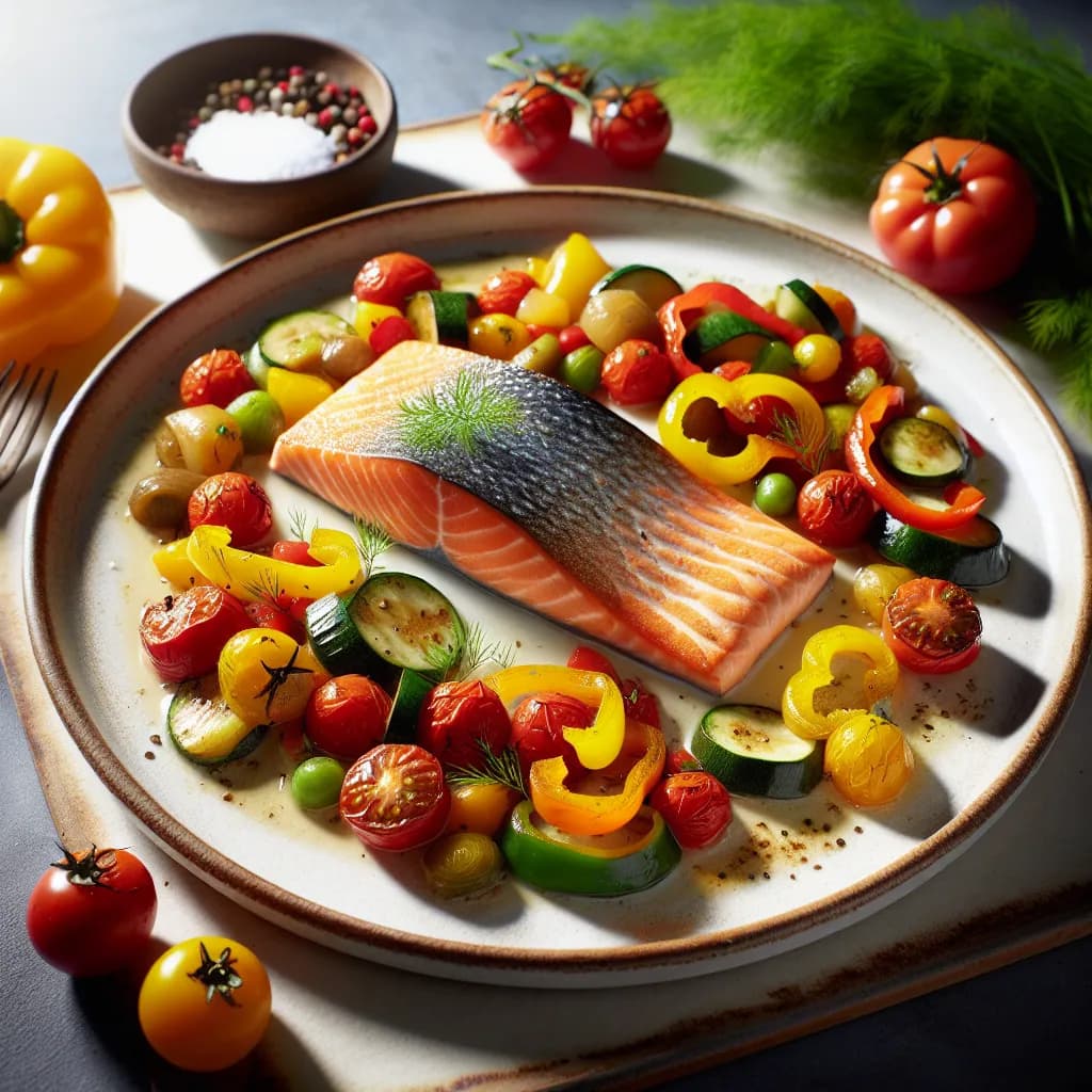 Lachs mit Gemüsepfanne