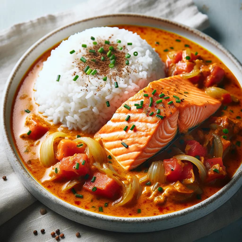 Lachs-Curry mit Reis
