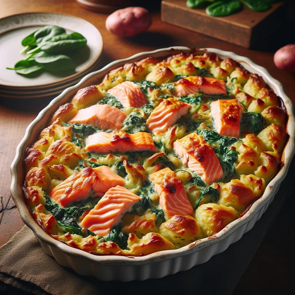 Lachs-Spinat-Kartoffelauflauf