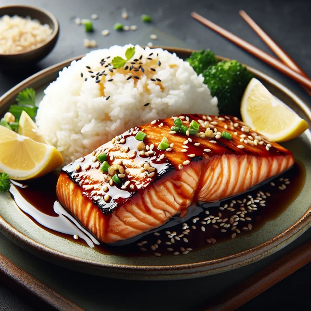 Lachs-Teriyaki mit Reis
