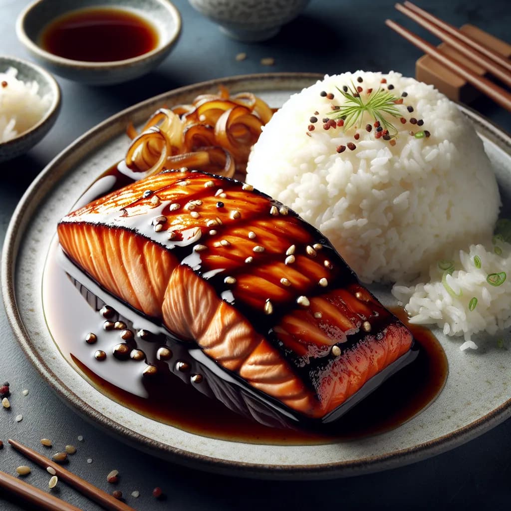 Lachs-Teriyaki mit Reis