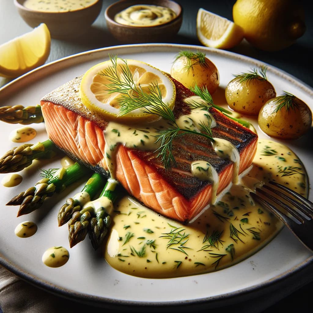 Lachsfilet mit Zitronen-Dill-Sauce