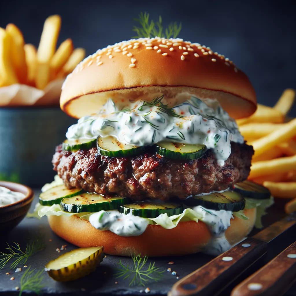 Lamb Burger with Tzatziki Sauce