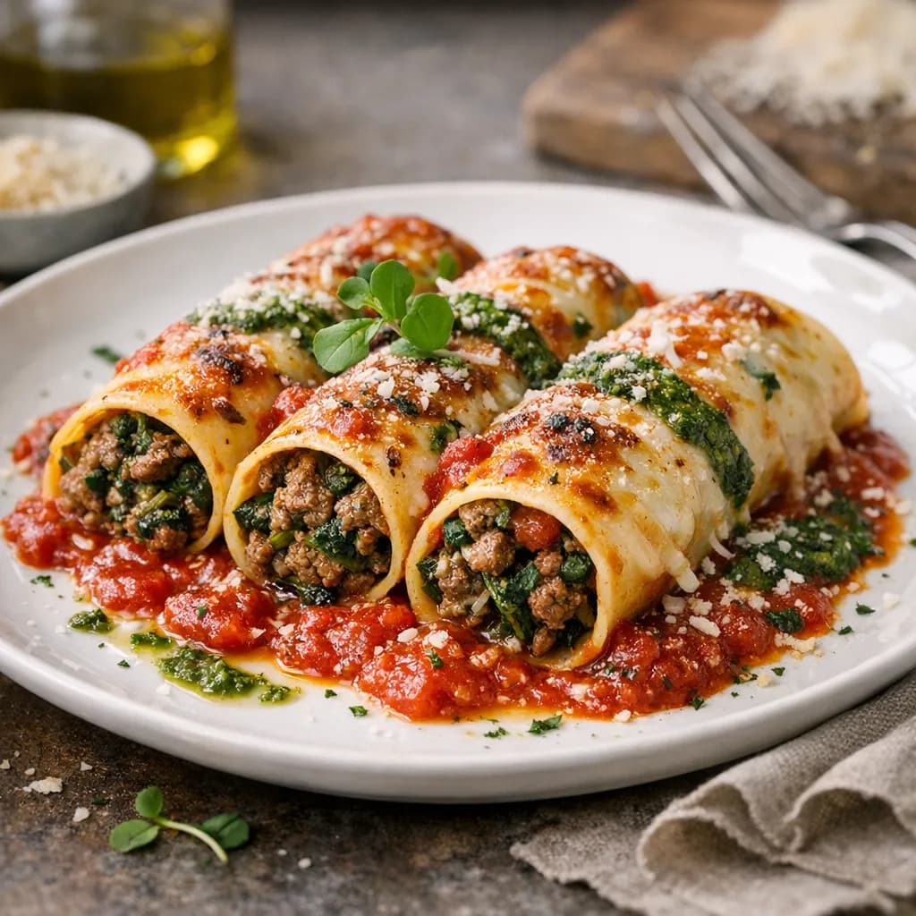 Lamb and Spinach Stuffed Cannelloni