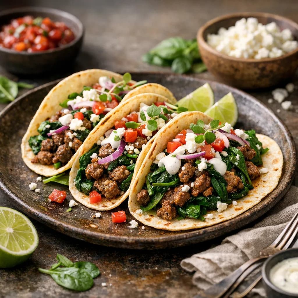 Lamb and Spinach Tacos