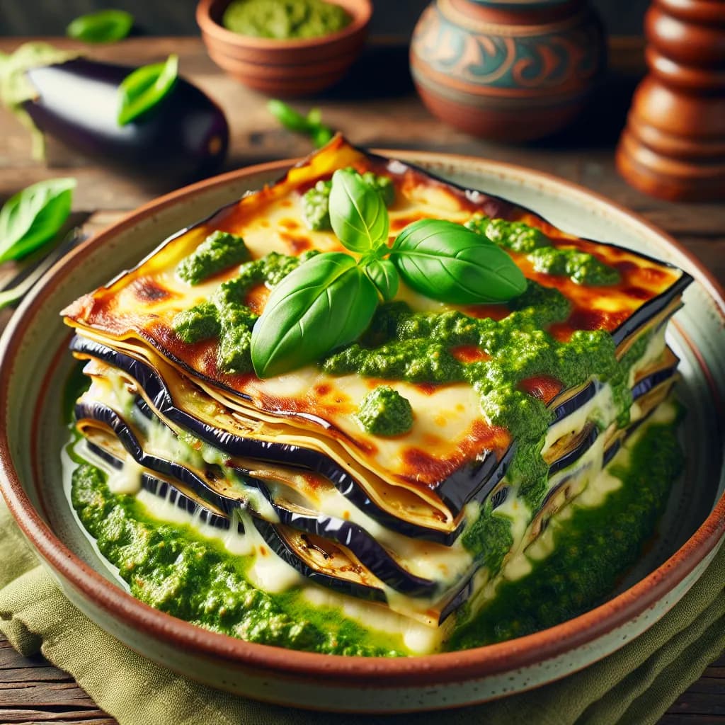 Lasagne d'aubergines au pesto