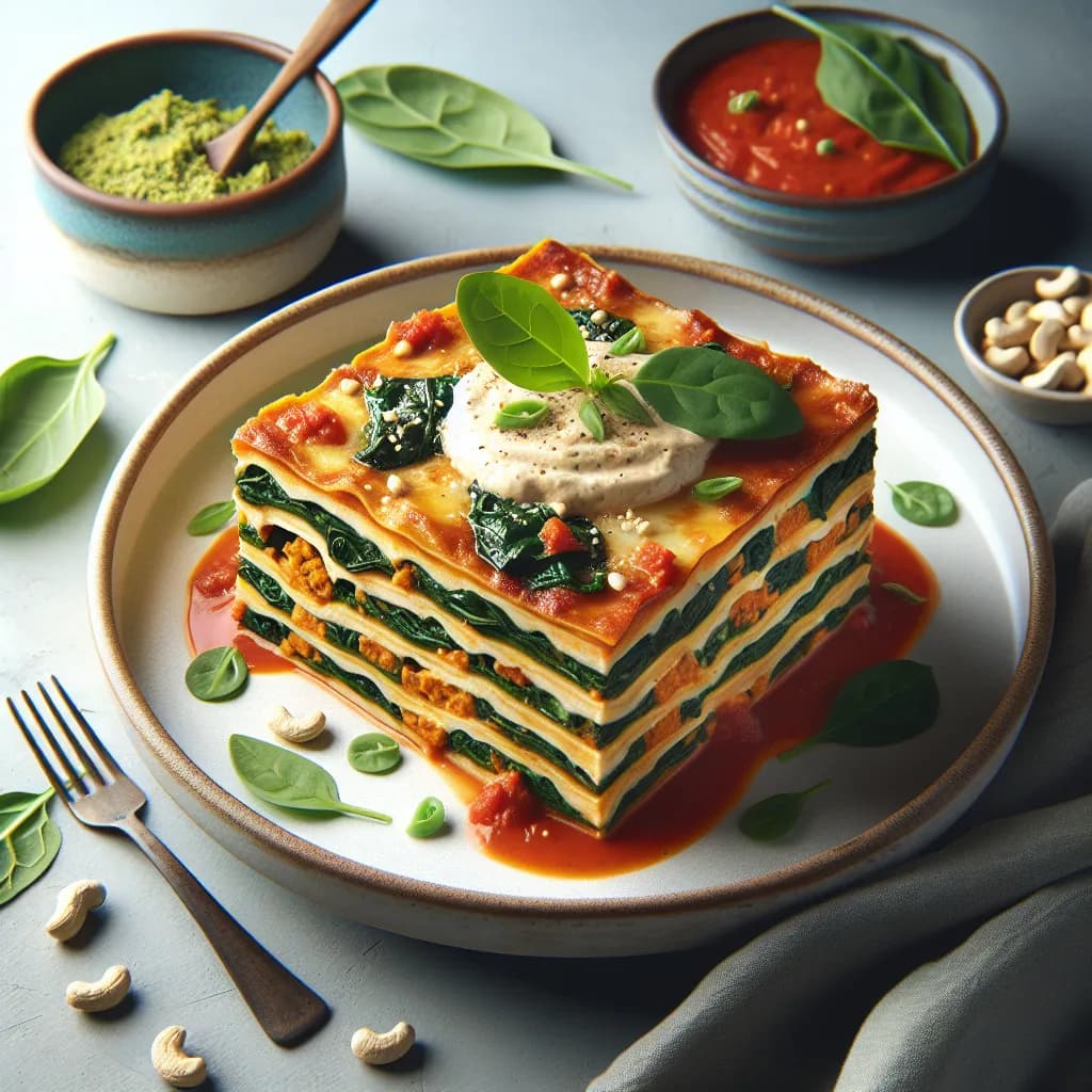 Lasagne végétalienne au tofu et épinards