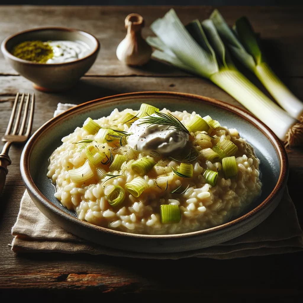 Lauch Risotto mit Creme Fraiche