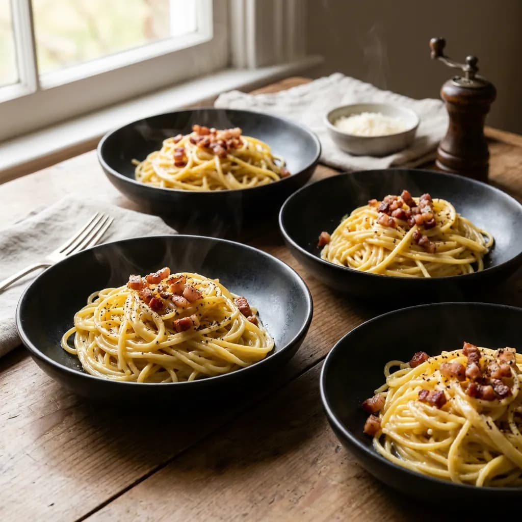 Leichte Spaghetti Carbonara mit Guanciale