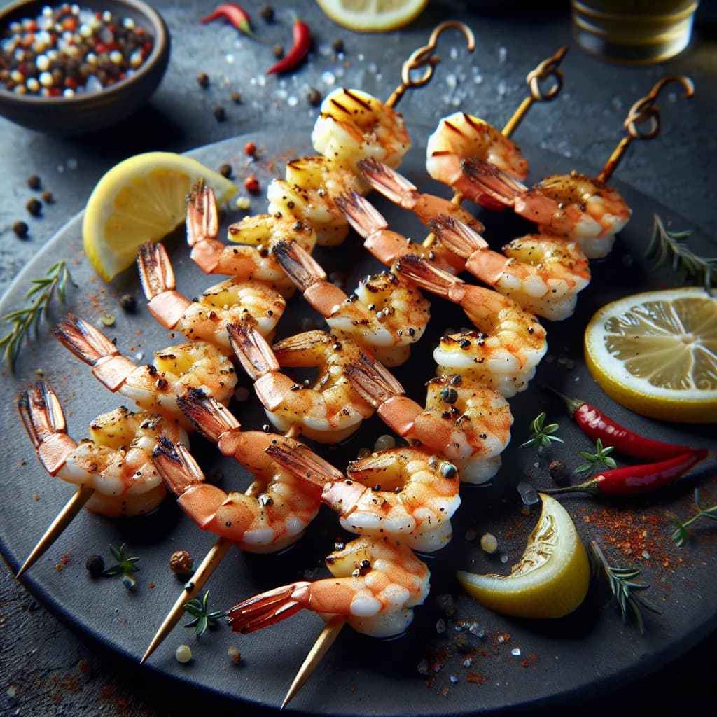 Lemon Garlic Shrimp Skewers