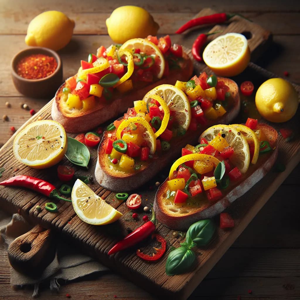 Lemon Hot Pepper Tomato Bruschetta