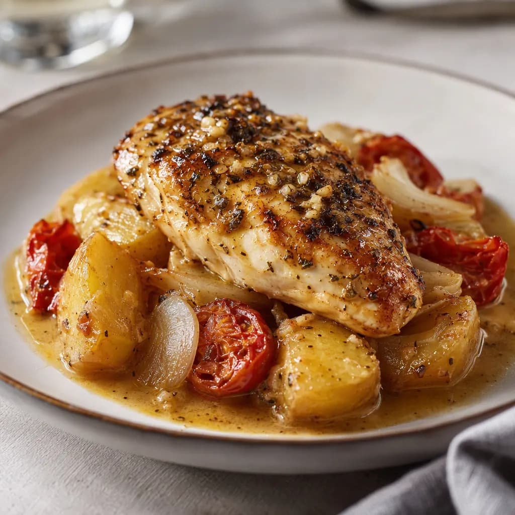 Lemon-Garlic Chicken with Coconut-Braised Potatoes