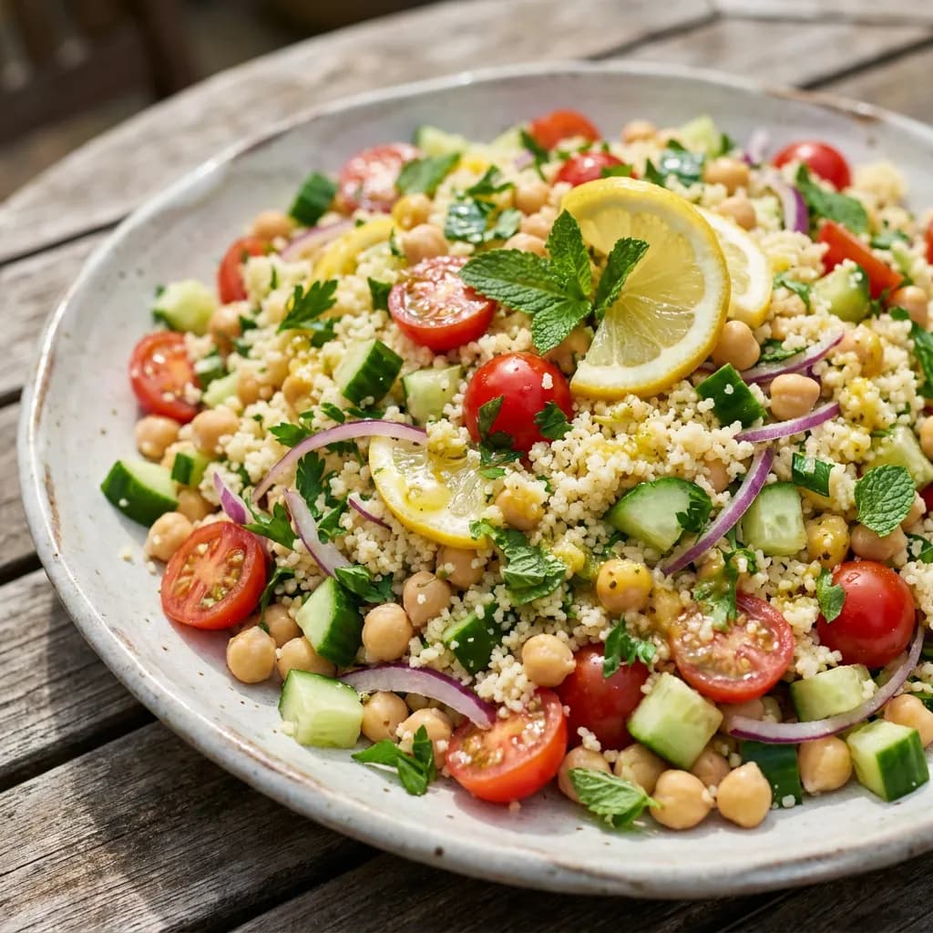 Lemony Couscous and Chickpea Garden Salad