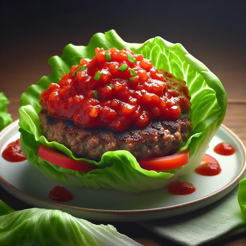 Lettuce Wrapped Burger with Spicy Tomato Relish