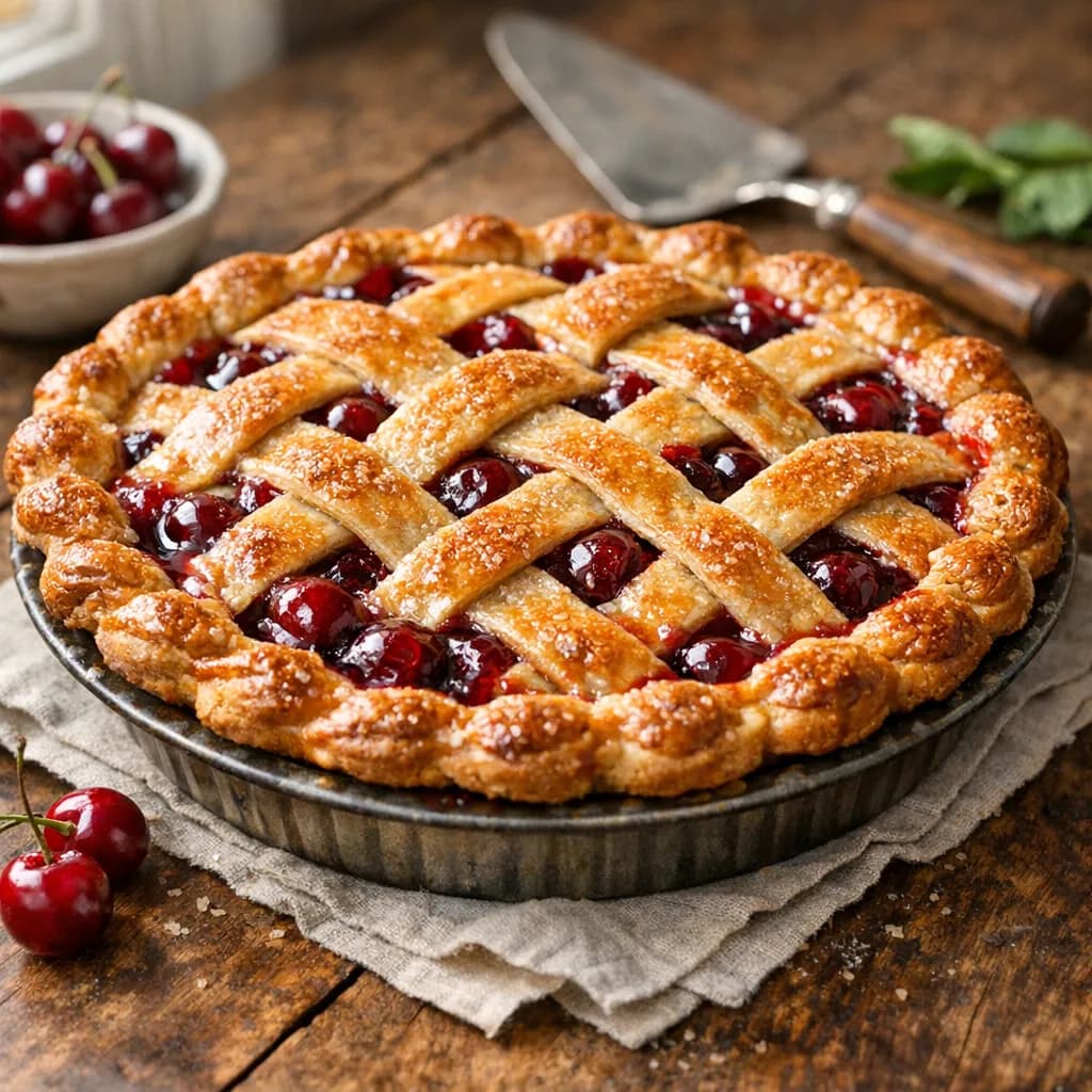 Light Classic Cherry Lattice Pie