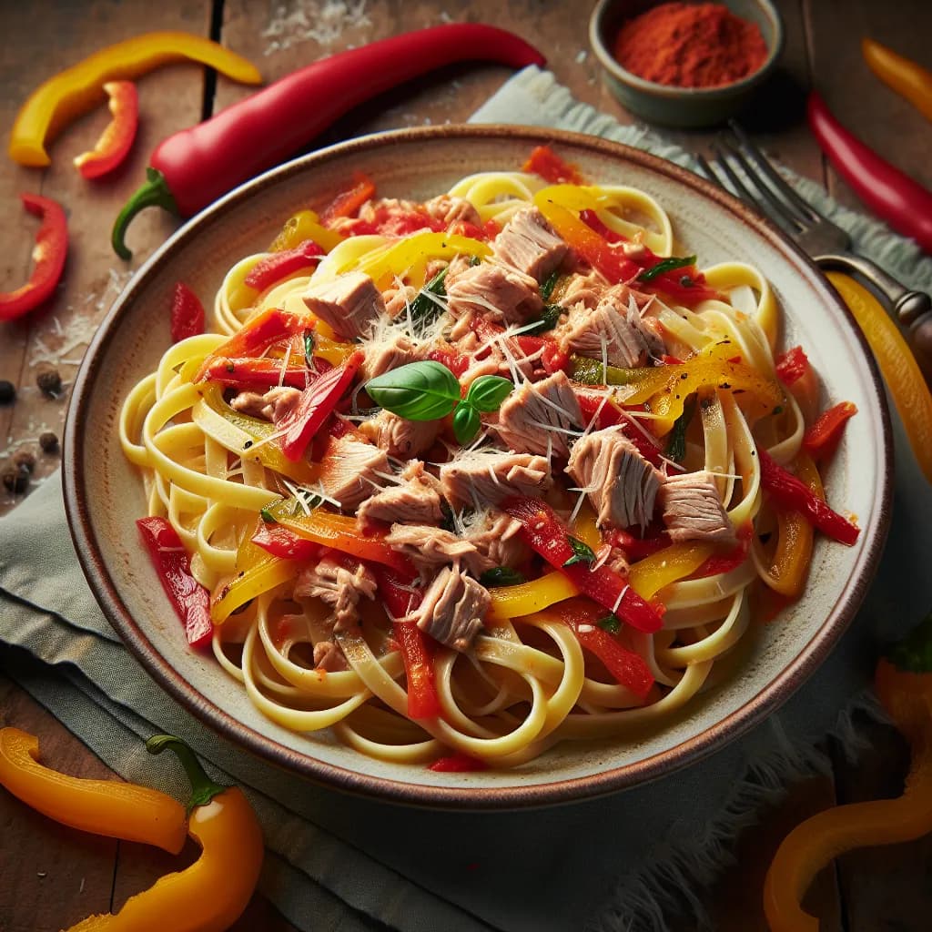 Linguine al Sugo di Tonno e Peperone
