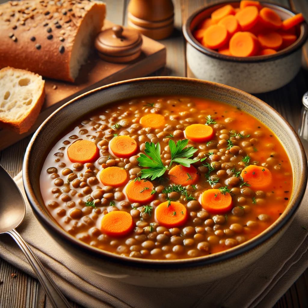 Linsensuppe mit Karotten